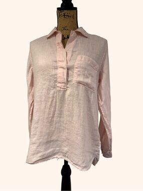 GAP Blush Pink Linen Blend Popover Tunic Shirt Long Sleeve Size M